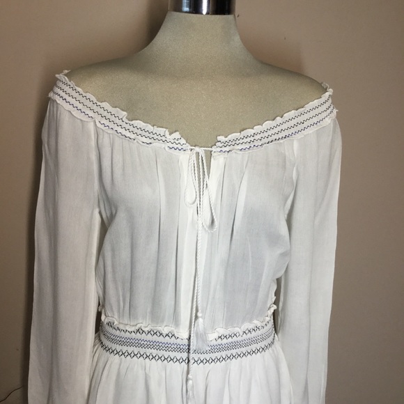 *NEW* Hype, Gorgeous Embroidered, Long Sleeves White Summer Dress Size L. - Picture 8 of 12